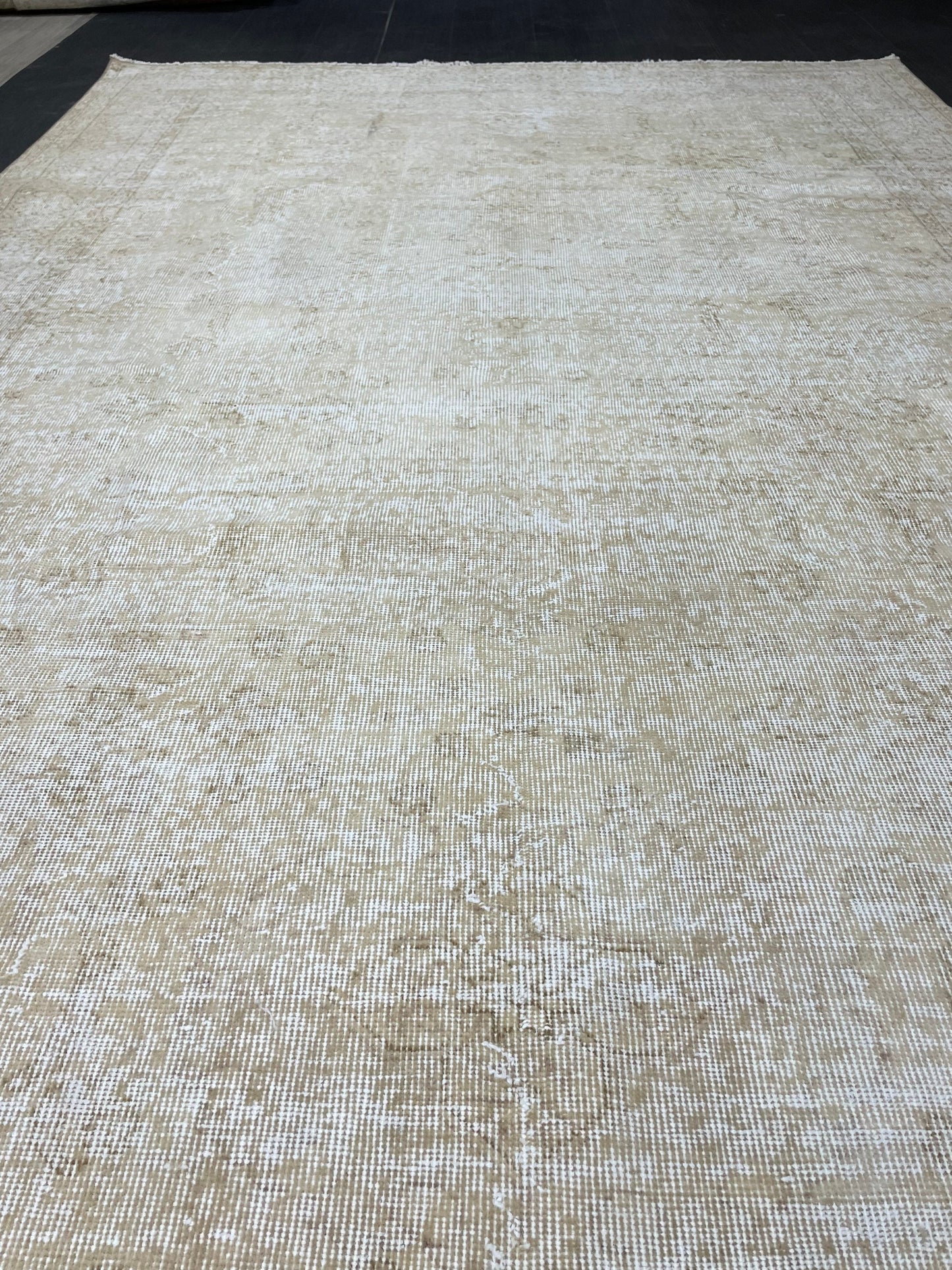 Neutral Vintage Rug Muted TURKISH 7 x 10.4 Rug Handmade Rug Distressed Rug  Large Turkish Oushak Rug Wool Rug Hand Knotted Rug