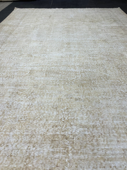 Neutral Vintage Rug Muted TURKISH 7 x 10.4 Rug Handmade Rug Distressed Rug  Large Turkish Oushak Rug Wool Rug Hand Knotted Rug