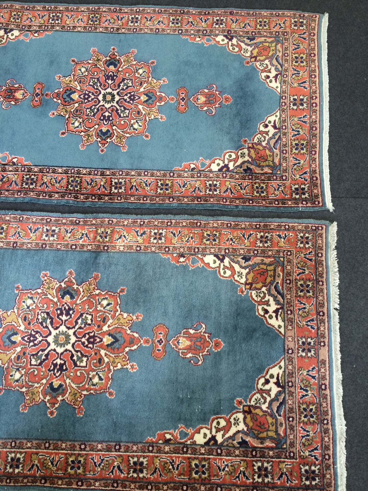 Blue Rugs, TWIN TURKISH  Runner RUG , bold colors Rug,Classic Rug,Oushak Rug, Hand woven Rug, Wool Oushak Rug, Farmhouse Rug