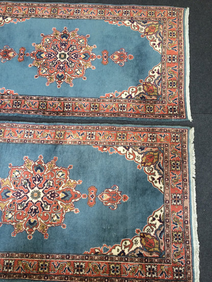 Blue Rugs, TWIN TURKISH  Runner RUG , bold colors Rug,Classic Rug,Oushak Rug, Hand woven Rug, Wool Oushak Rug, Farmhouse Rug