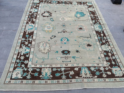 11.4 X 8.9 OUSHAK RUG, TURKISH Oushak Rug, Vintage Oushak  Rug, Rug,Wool 9x11 Oushak Rug Hand Made Rugs, Made In Turkey Oushak Rug 9x12 8x11