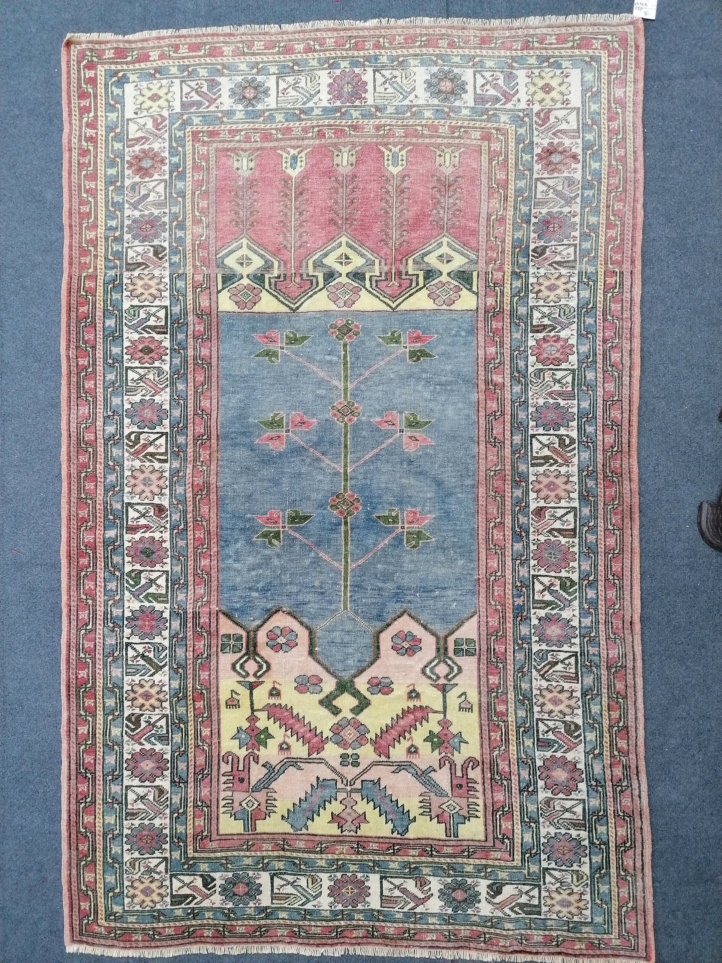 Anatolian wool rug, vintage handmade knotted rug,bohemian area rug 4x6'5 ft