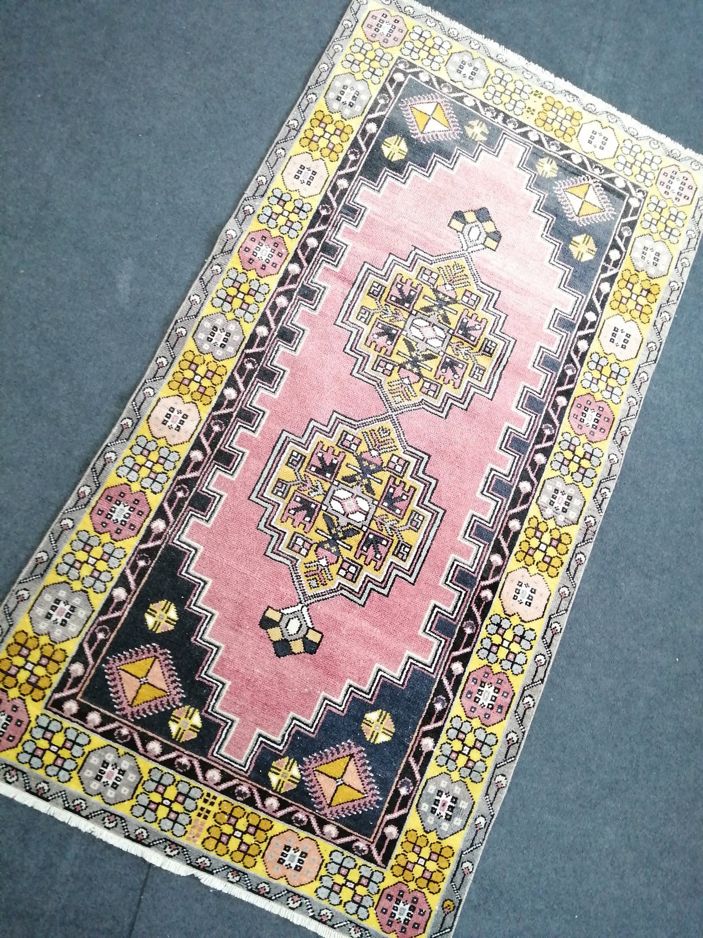 Rugs, Hand Made Rug, 7.3 x 3.8 Oushak Rug, Pink Rug, Bohemian Rug, Turkish Rug, Farmhouse Rug, Vintage Rug, Wool rug