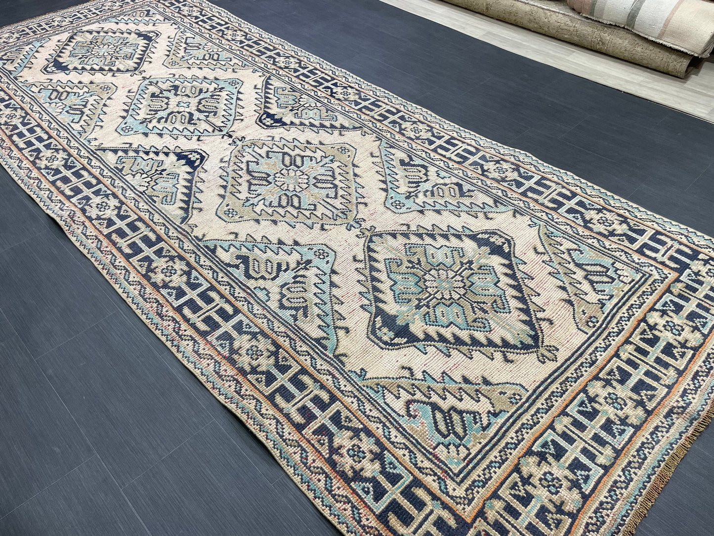 Turkish Runner 4.7 x 12 Oushak Runner Rug Rug Vintage Runner Rug Hallway Runner Rug Kitchen Runner Rug Wool Runner Handmade Runner Rug