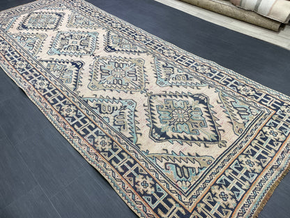 Turkish Runner 4.7 x 12 Oushak Runner Rug Rug Vintage Runner Rug Hallway Runner Rug Kitchen Runner Rug Wool Runner Handmade Runner Rug