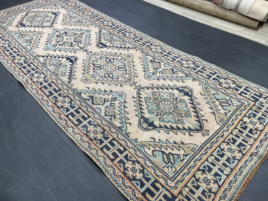 Turkish Runner 4.7 x 12 Oushak Runner Rug Rug Vintage Runner Rug Hallway Runner Rug Kitchen Runner Rug Wool Runner Handmade Runner Rug