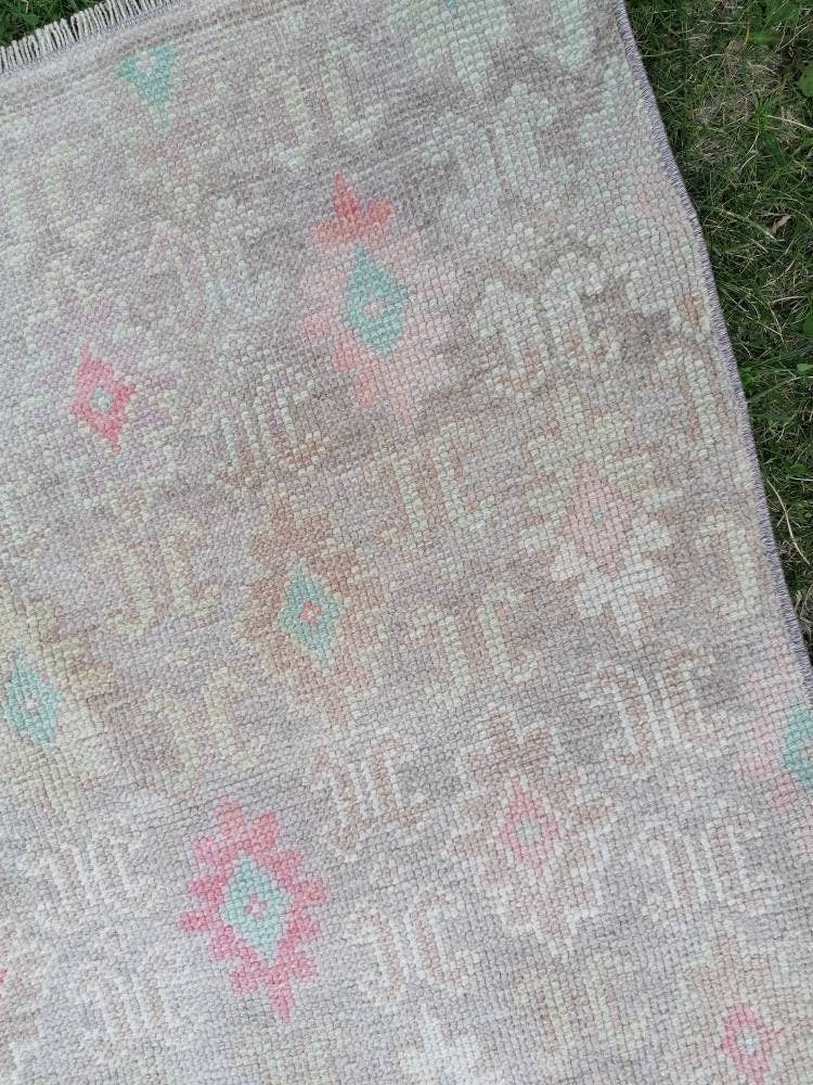 Hallway wool runner rug, handmade runner rug 2'10x6 blue bohemian rug, vintage oushak runner, turkish runner rug