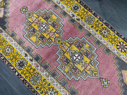 Vintage Rug, Turkish 3.7 x 7 Rug Oushak Rug, Handmade Rug, Muted Rug, Vintage Turkish Rug, Farmhouse Rug, Vintage Rug, Wool rug