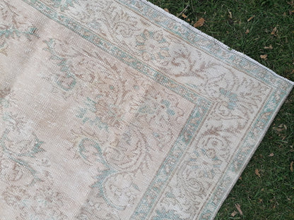 Oushak rug 6x9'4 distressed mudet vintage rug, faded living room rug anatolian rug
