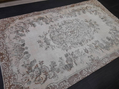 MUTED TURKISH RUG 6.4 x 10.3 Oushak Rug Vintage Oushak Rug Vintage  Rug Wool Rug Hand Made Rug Vintage Persian Rug Vintage Oriental Rug