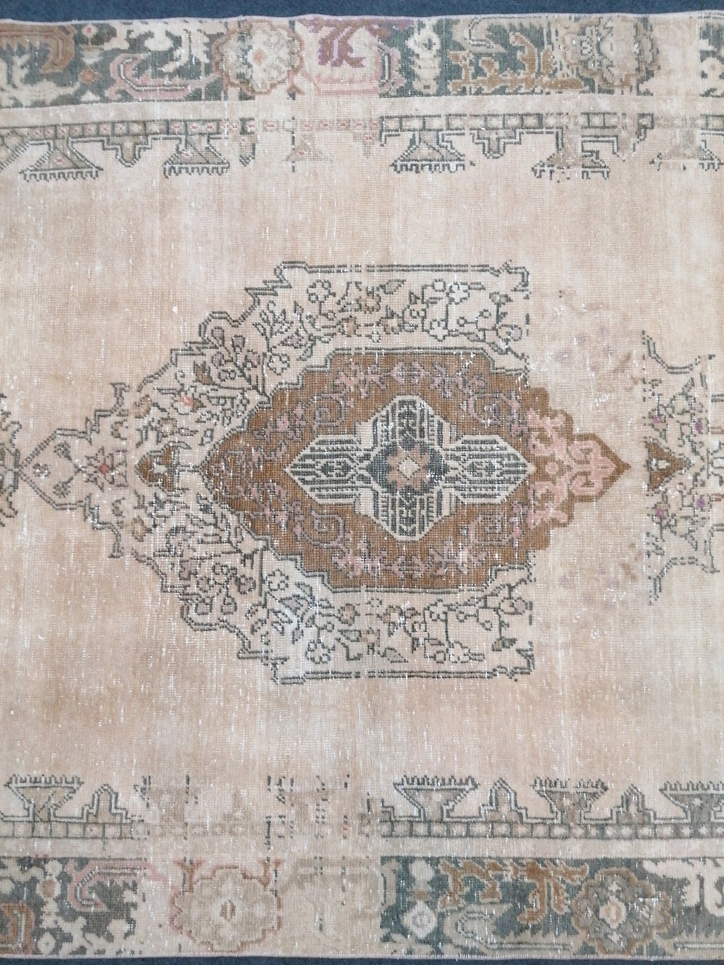 Vintage rustic wool rug 4'3x8 handmade turkish rug, natural living room rug,