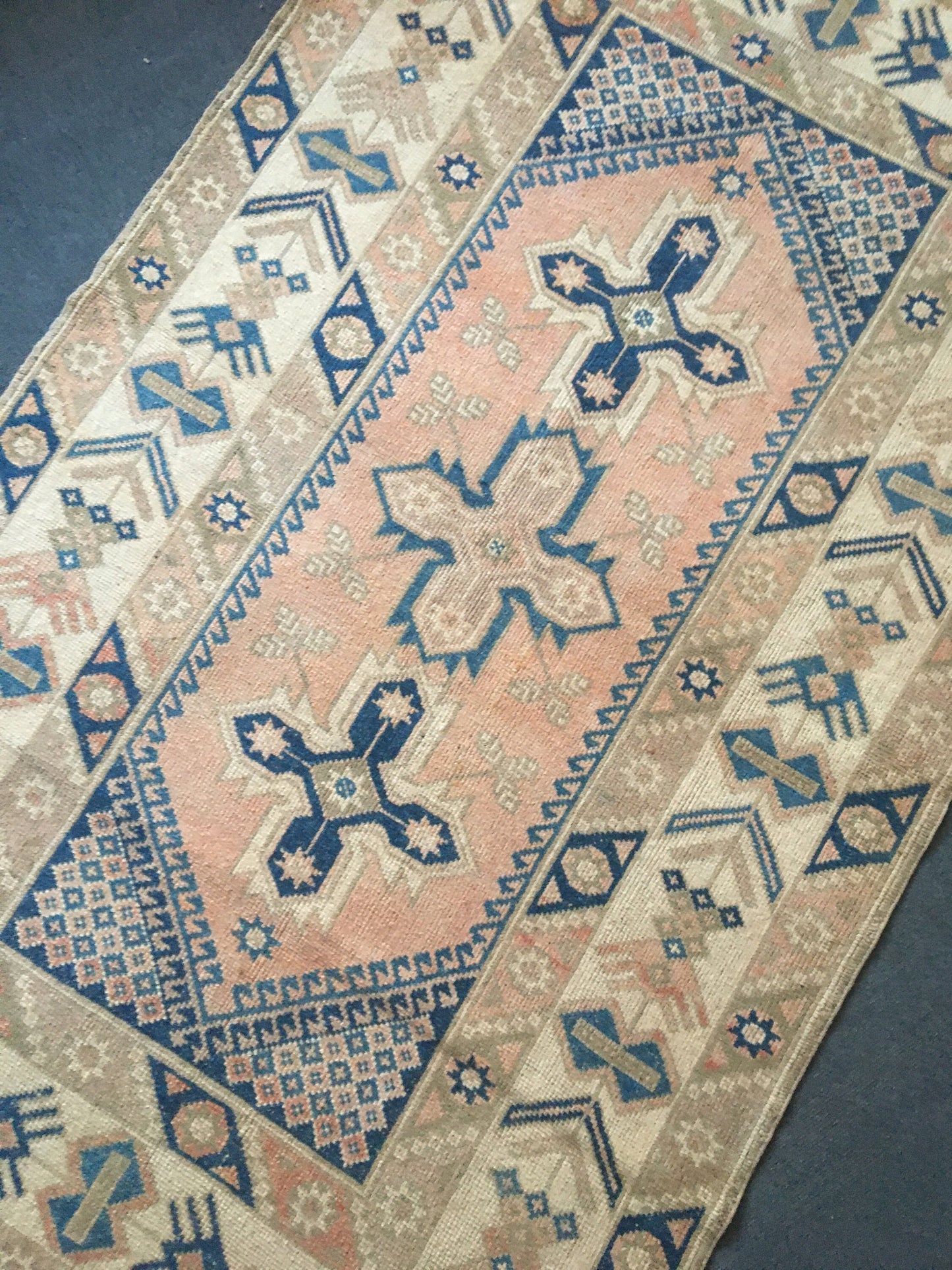 3.7x6.2 ft muted anatolian bedroom rug, vintage kitchen green floor rug, handmade wool blue turkish living room area rug, bathroom wide rug