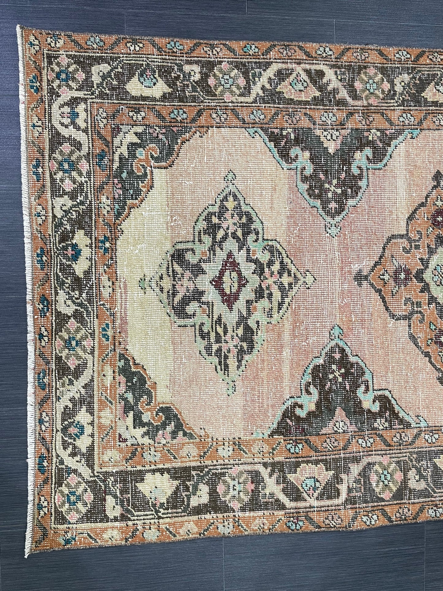 Handmade Turkish 3.8 x 6.5 Rug Handmade Rug Turkish Rug Hand Knotted Rug Muted Oushak Rug, Farmhouse Rug, Vintage Rug, Wool rug