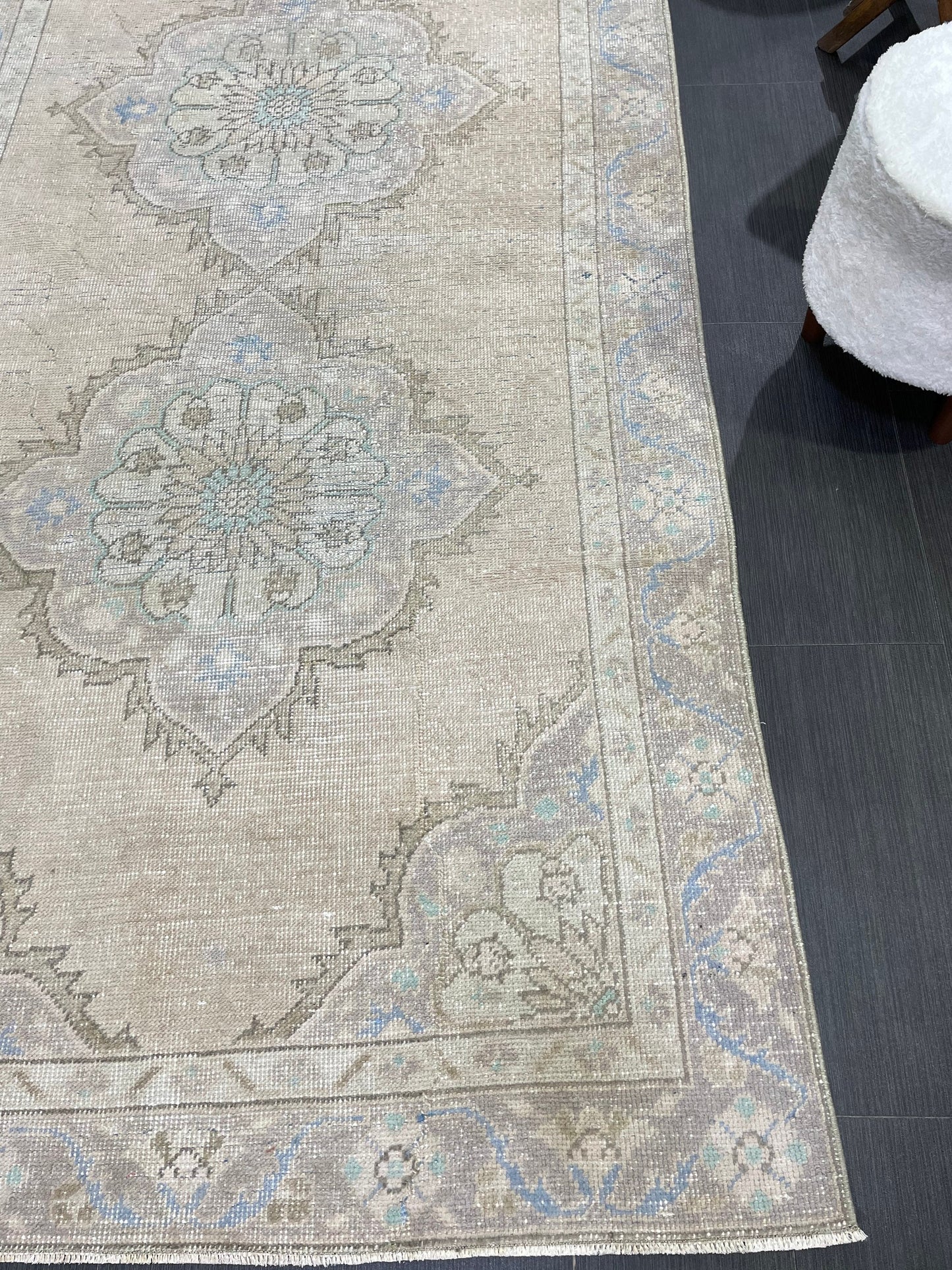 Muted Vintage Runner Rug Turkish Oushak 4.2 x 10.7 Runner Rug Handmade Runner Rug Hallway Runner Rug Kitchen Runner Rug Wool Runner Rug