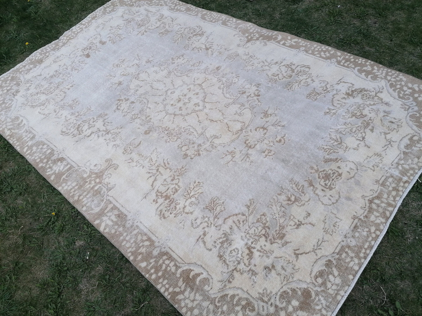 Large turkısh rug ,vıntage rug, pastel vıntage turkısh rug, hand made rug,wool rug 9'8x6'4 feet