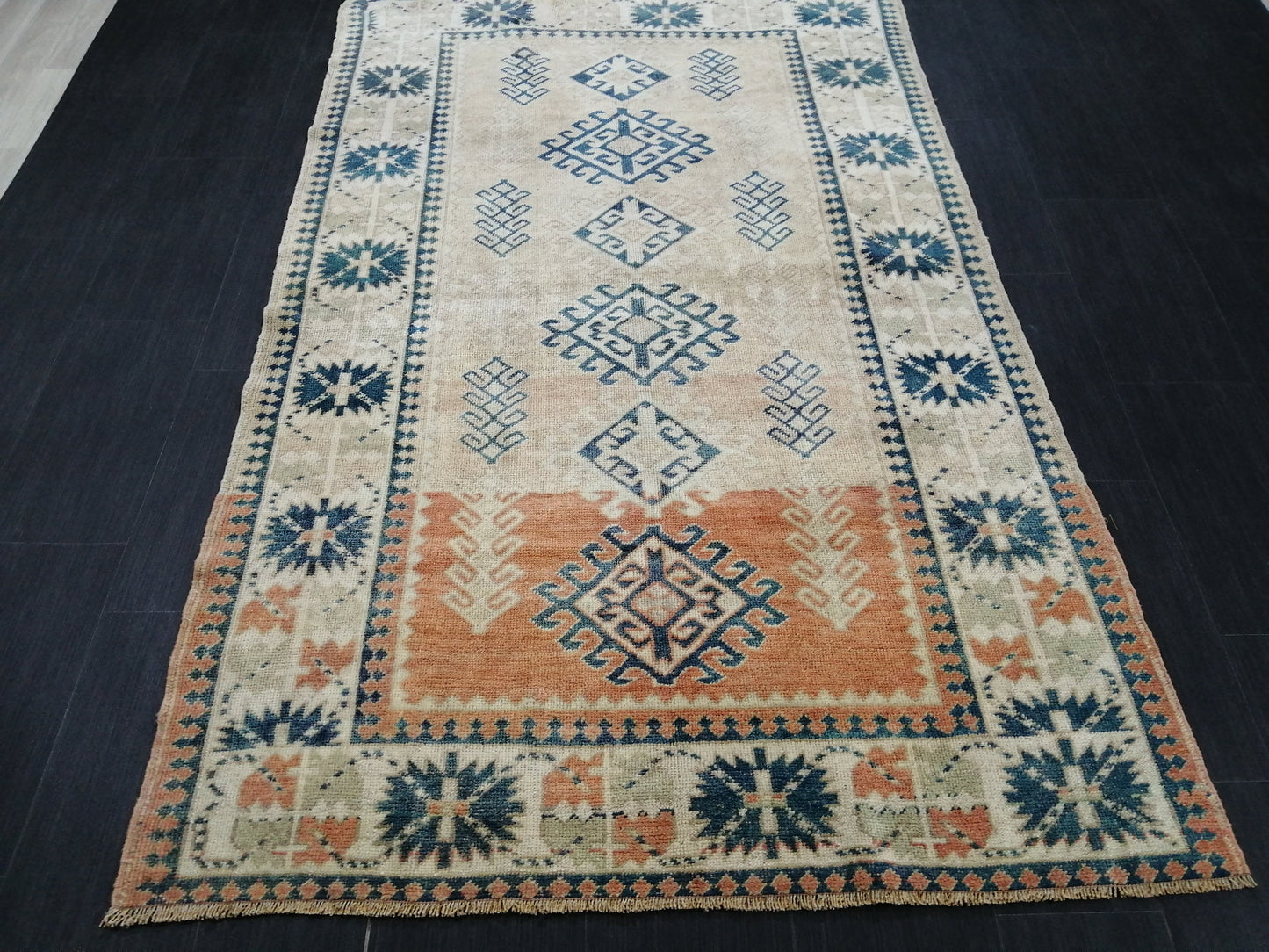 4.6 X 7.2 OUSHAK RUG TURKISH Oushak Rug Vintage Oushak Runner Rug Vintage Runner Rug Wool Oushak Rug Hand Made Rugs Vintage Turkish Rug