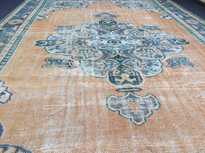 11.4 x 7 Turkish Rug Vintage Rug Oushak Rug Wool Rug