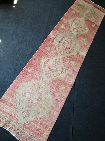 2.7 x 11 Runner Rug Oushak Runner Rug, Turkish Runner Rug, Vintage Runner Rug, Hallway Runner Rug, Blush Runner Rug Wool RUNNER RUG