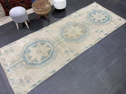 Antique Runner Rug, Vintage 3.7 x 10 Runner Rug, Persian Runner, Handmade Runner Rug, Turkish Runner Rug, Kitchen Runner, Hallway Runner