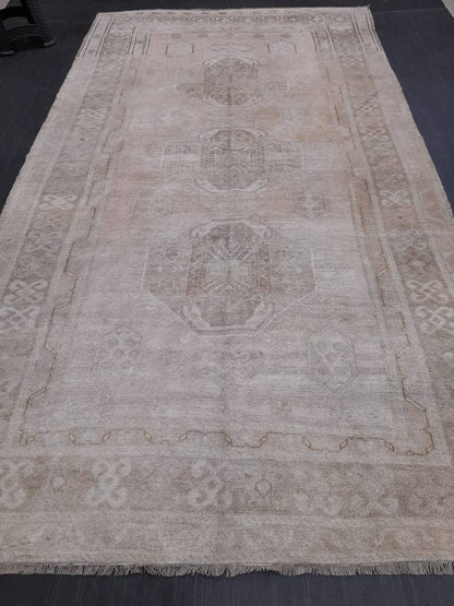 Muted Vintage Oriental RUG Persian Rug Muted Vintage Rug Vintage 5.8 x 10.5 Rug Neutral Oushak Rug Hand Made Rugs Vintage 6x10 Turkish Rug