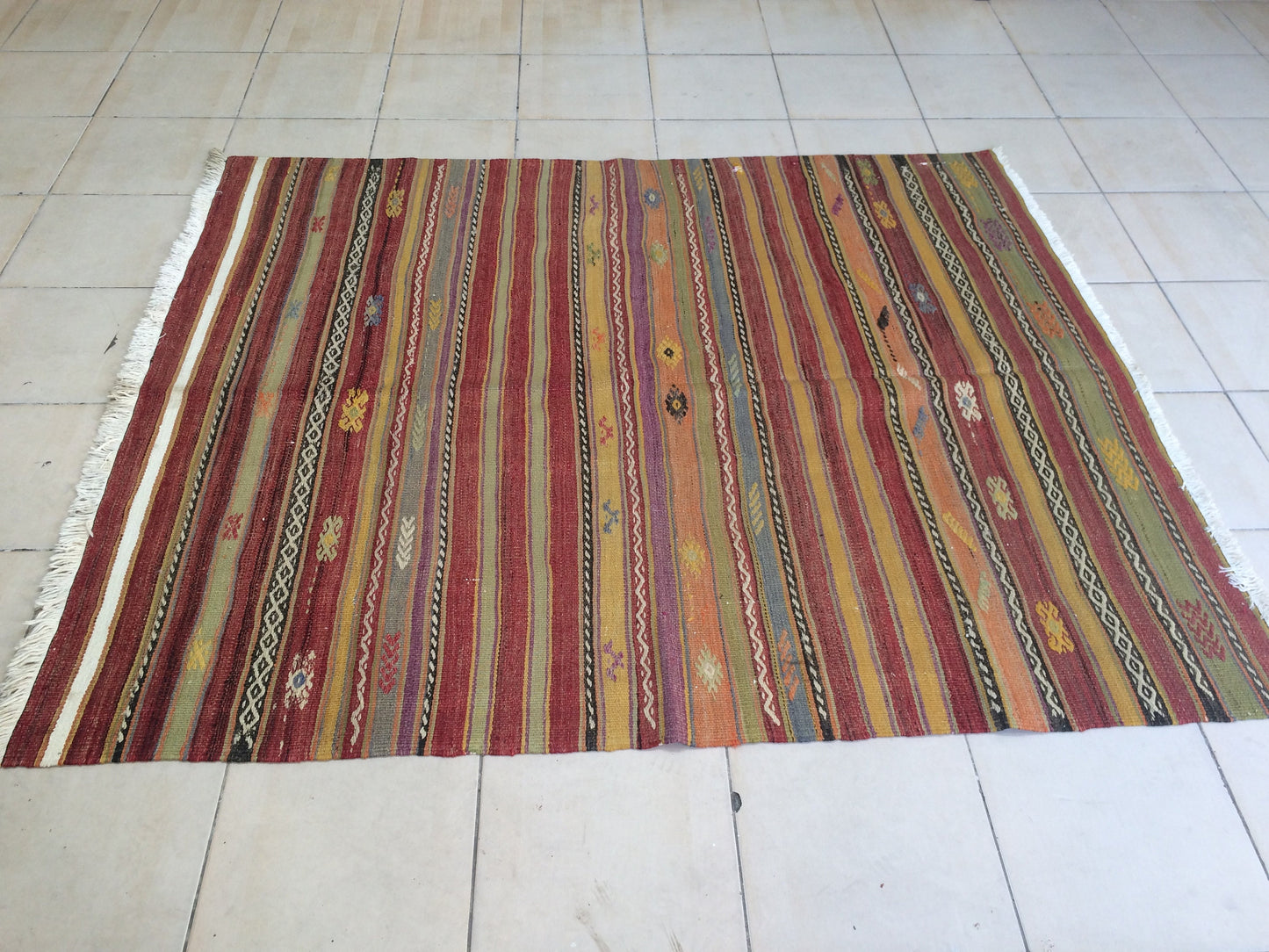 5 x 6 FLAT WOVEN Rugs, Hand Made Flatweave Rug, Oushak Rug, Rustic Rug, Bohemian Rug, Rug Runner, Turkish Rug, Farmhouse Rug, Vintage Rug