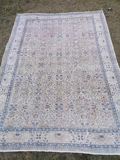 7.8 x 10.10 Vintage turkısh rug, vintage oushak rug, wool anatolian rug
