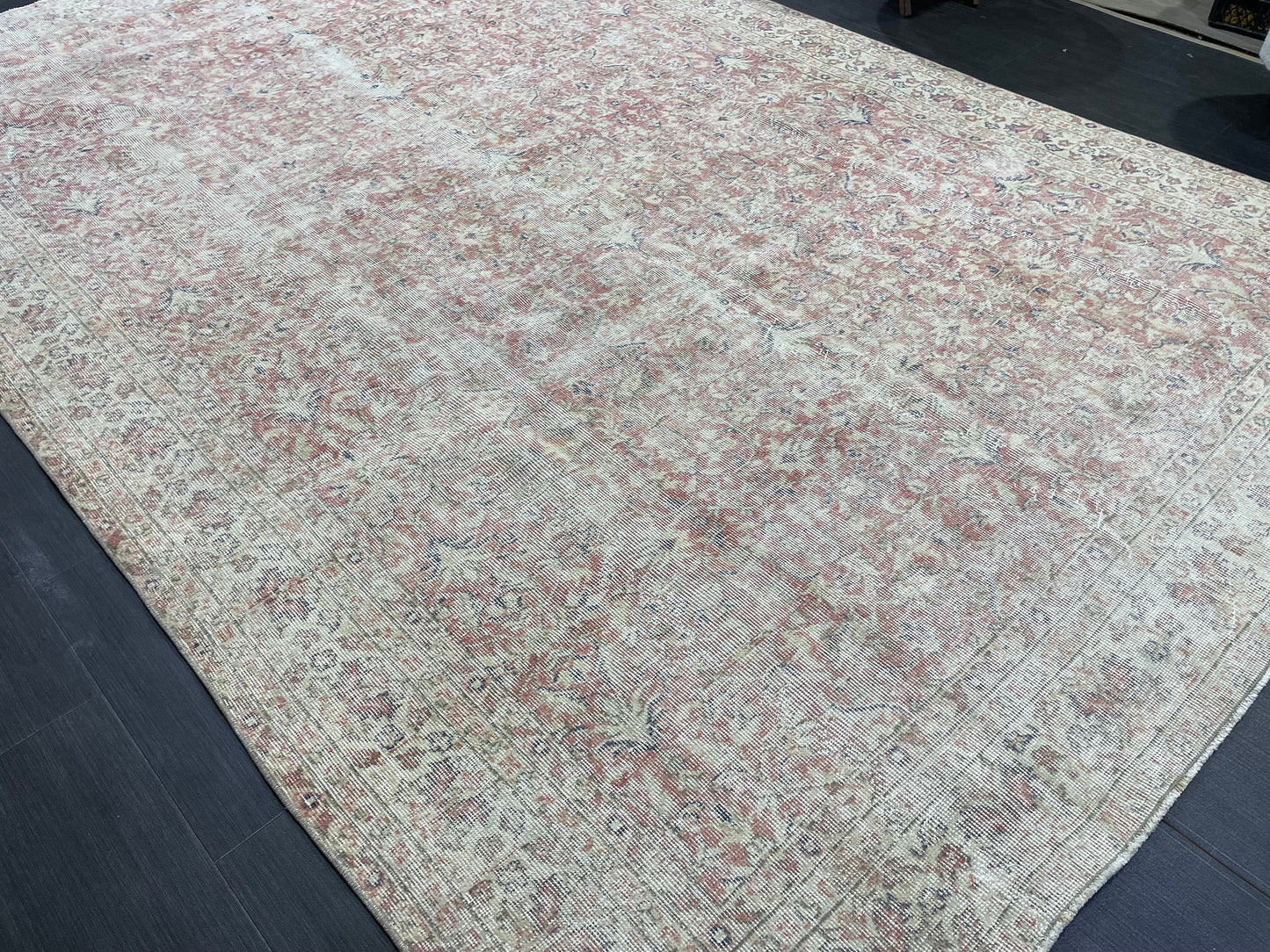 Large Distressed OUSHAK RUG, TURKISH 6.8 x 9.10 Rug Vintage Rug Vintage Persian Rug Wool Oriental Rug, Handmade Rug, Vintage Turkish Rug