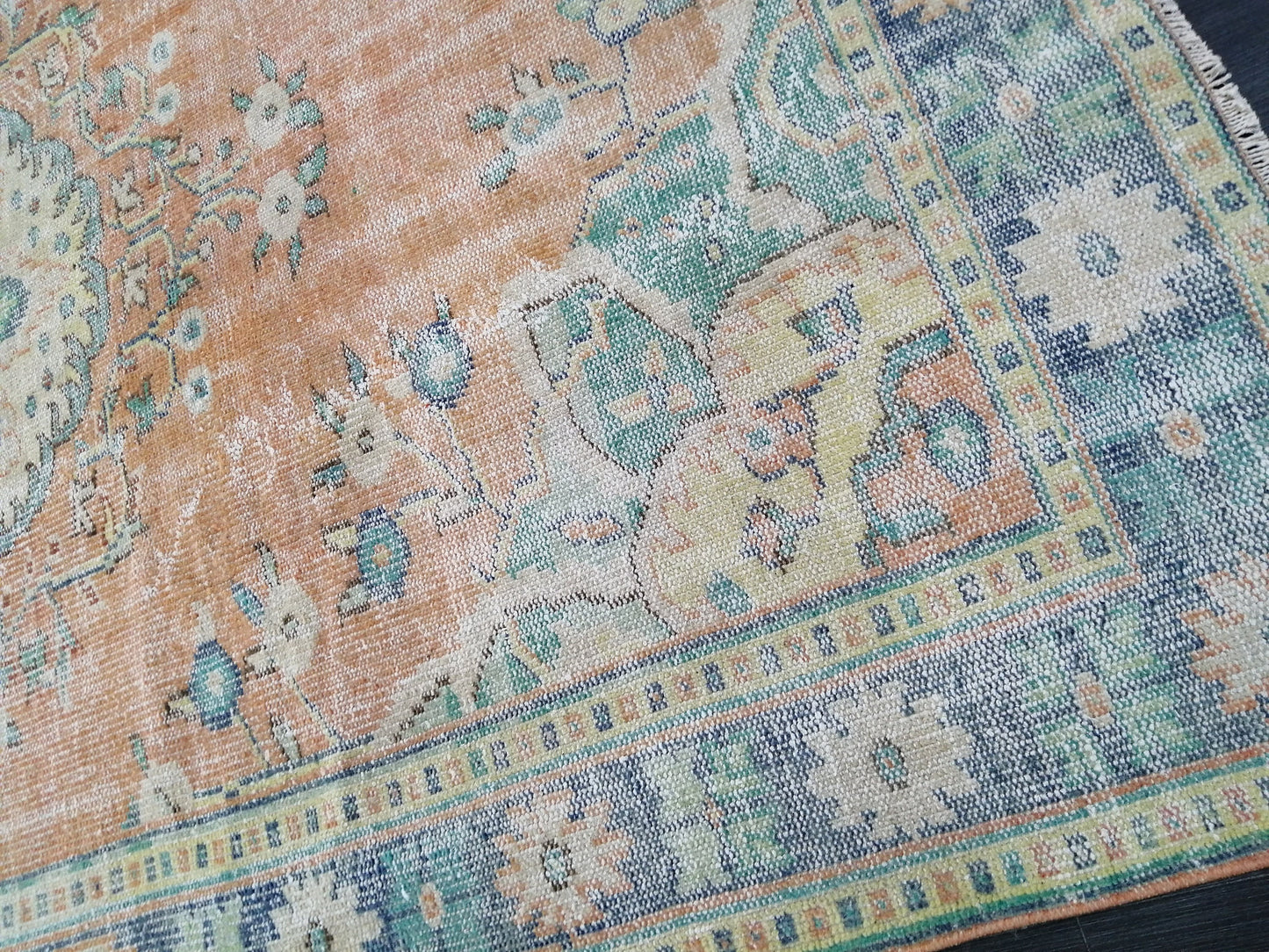 Large OUSHAK RUG TURKISH Rug Vintage Persian Rug Vintage 6 x 9.3 Oriental Rug Wool Oushak Rug Hand Made Rugs Vintage Turkish Rug Antique Rug