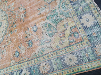 Large OUSHAK RUG TURKISH Rug Vintage Persian Rug Vintage 6 x 9.3 Oriental Rug Wool Oushak Rug Hand Made Rugs Vintage Turkish Rug Antique Rug