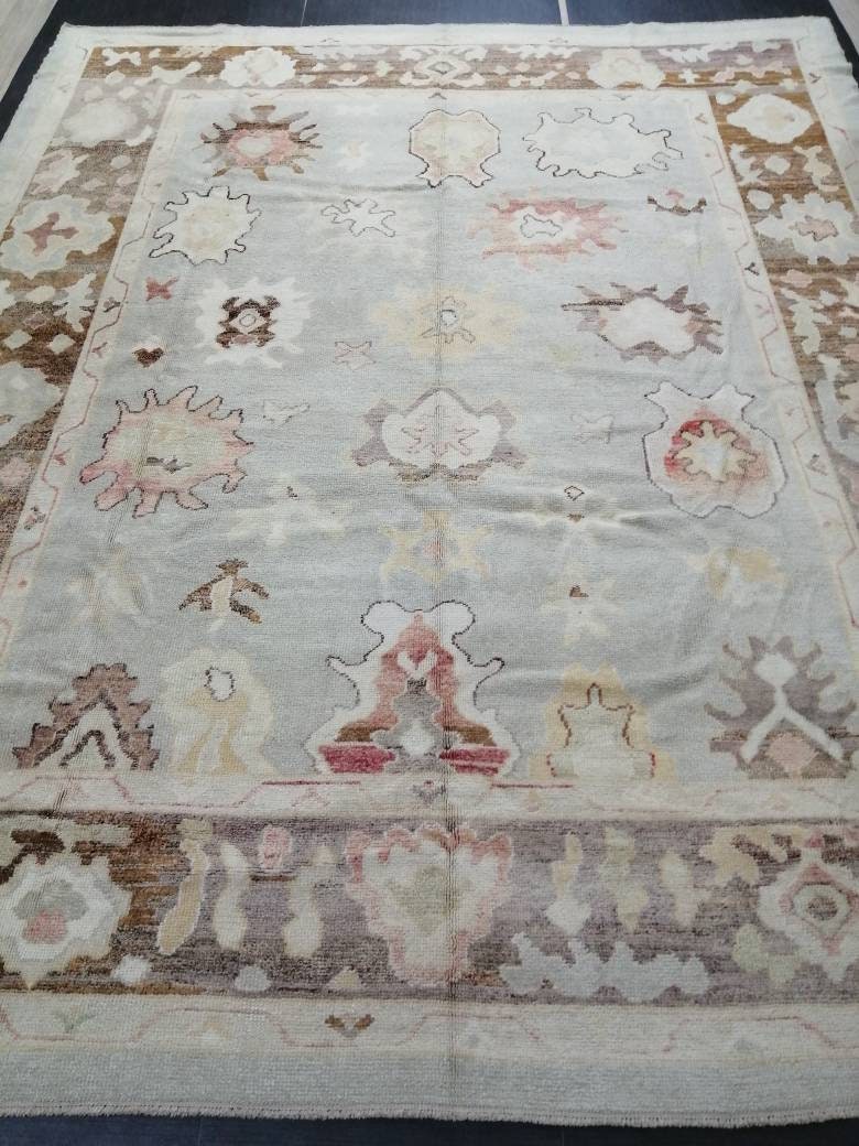 OUSHAK RUG Hand Made 11.3 x 9.2 Oushak Rug Vintage Oushak Rug Vintage Rug Wool Oushak Rug Hand Made Rug Vintage Turkish Rug
