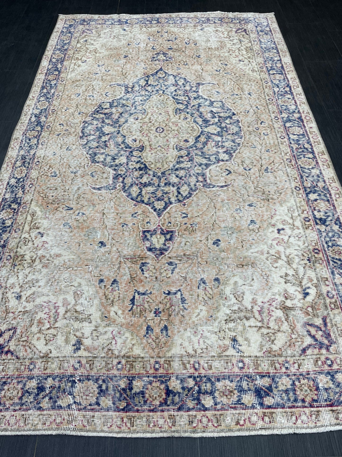 Persian RUG Vintage TURKISH 5 x 8.7 Rug Blue Vintage Rug Wool Oushak Rug Handmade Rug Hand Knotted Rug Natural Wool Rug