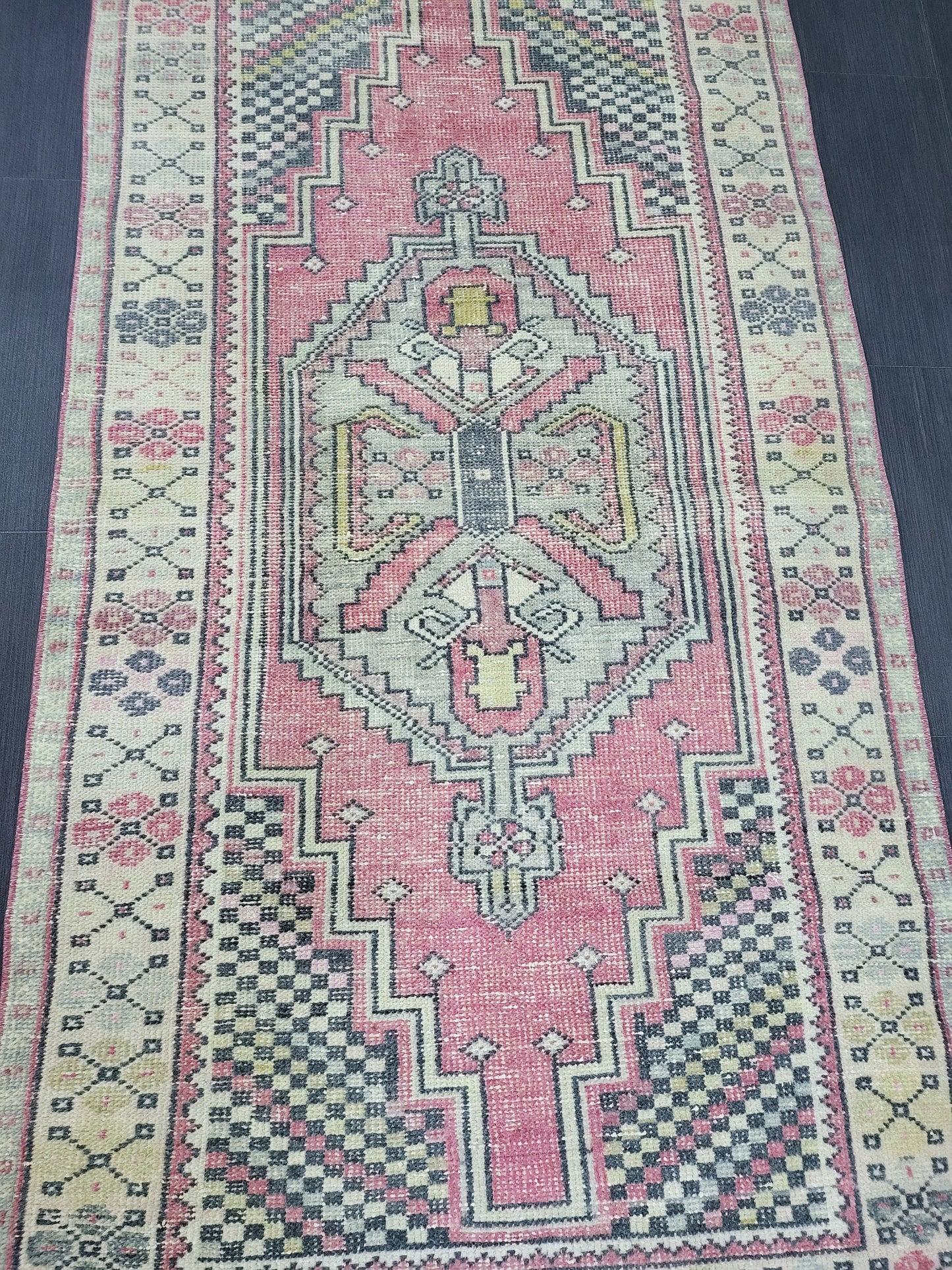 3.4 x 6.6 OUSHAK RUG, TURKISH Oushak Rug, Vintage Oushak Rug, Vintage Runner Rug, Wool Oushak Rug, Handmade Rugs, Vintage Turkish Rug