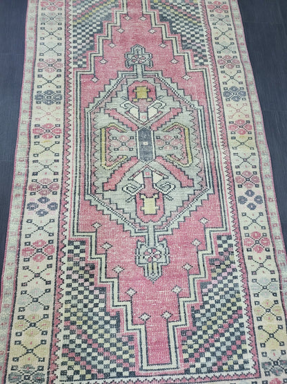 3.4 x 6.6 OUSHAK RUG, TURKISH Oushak Rug, Vintage Oushak Rug, Vintage Runner Rug, Wool Oushak Rug, Handmade Rugs, Vintage Turkish Rug