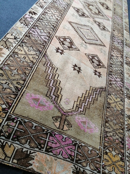 Oushak Runner Rug Turkish 3.4 x 11  Runner Rug Vintage Runner Rug Hallway Runner Rug Kitchen Runner Rug Wool Runner Rug Wool Oushak Rug