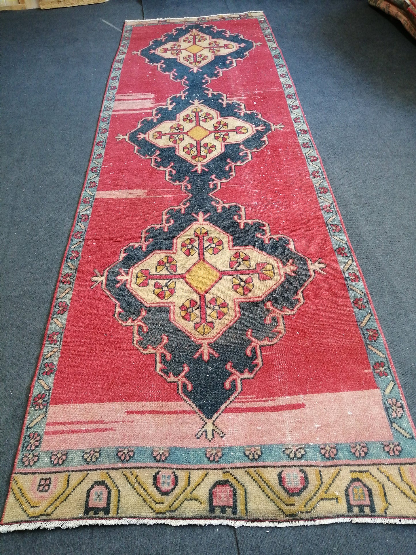 10.6 x 3.6 Oushak Runner Rug Turkish Runner Rug Vintage Runner Rug Hallway Runner Rug Kitchen Runner Rug Wool Runner Rug Wool Oushak Rug