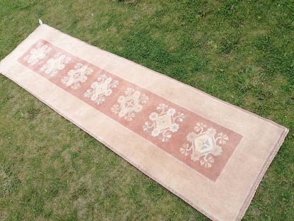 Hallway wool runner 2'5x8'8 turkish runner rug, vintage handmade runner rug, kitchen runner