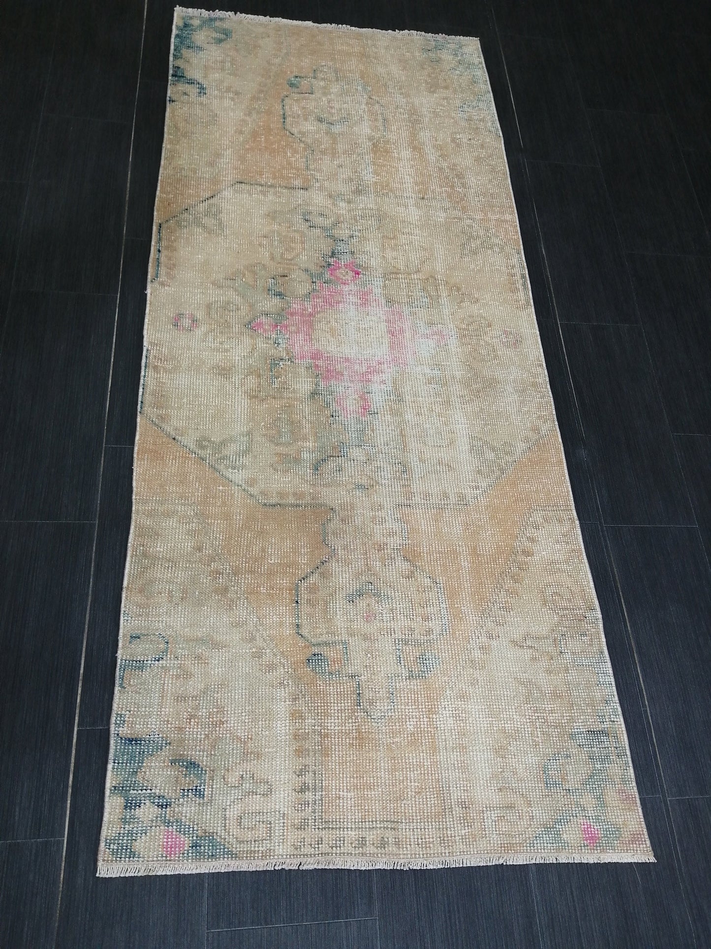 2.8 x 6.5 Distressed Runner  Rugs, Hand Made runner Rug, Oushak Rug, Rustic Rug, Rug Runner, Turkish Rug, Vintage Rug, Wool rug