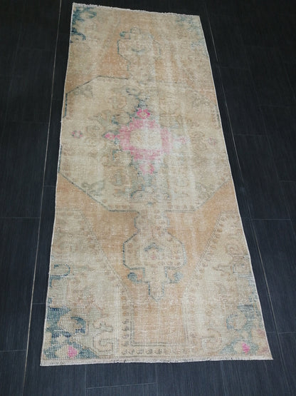 2.8 x 6.5 Distressed Runner  Rugs, Hand Made runner Rug, Oushak Rug, Rustic Rug, Rug Runner, Turkish Rug, Vintage Rug, Wool rug