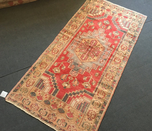 3x7 feet wide largest handmade wool entryway rug, vintage living room floor large rug, oversize muted color red bedroom rug,kids nautral rug