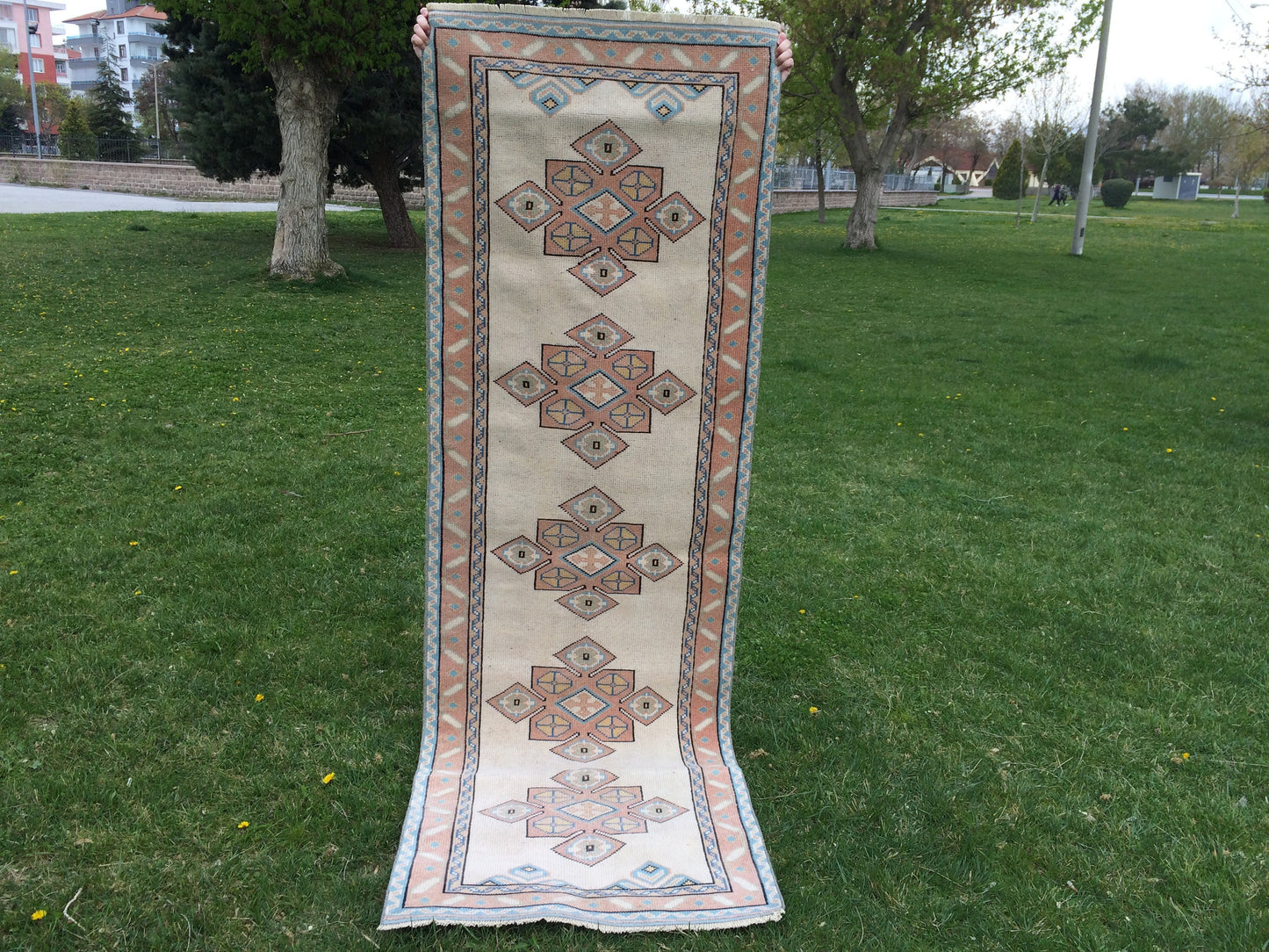 Muted RUNNER Rug, 3x8 Boho RUNNER Rug, Rug Oushak, Oushak Runner Rug, Vintage Turkish Rugs, Oushak Rug, Turkish Oushak Rug,8 x 3 RUNNER Rug