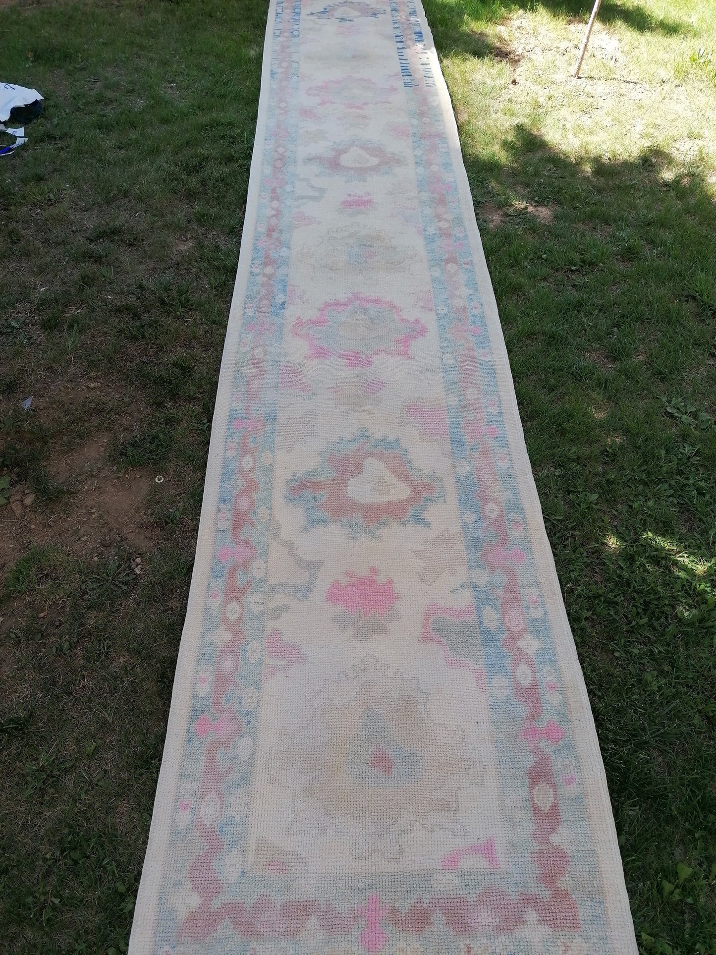 Turkish muted oushak runner rug 3x16'9 new production oushak runner rug, hallway oushak hand made wool rug