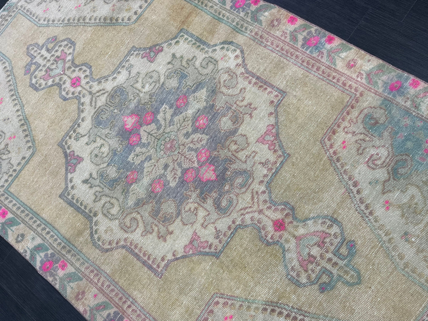 Wool Oushak Rug Vintage 4.5 x 7 Rug Muted Vintage Runner Rug Wool Oriental Rug Hand Made Rugs Vintage Turkish Rug Muted Persian Wool Rug