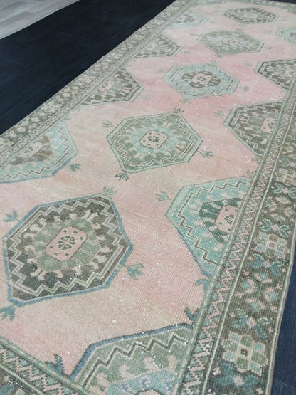 Oushak Runner Rug 10.4 x 4 Vintage Runner Rug Hallway Runner Rug Kitchen Runner Rug Wool Runner Rug Wool Oushak Rug