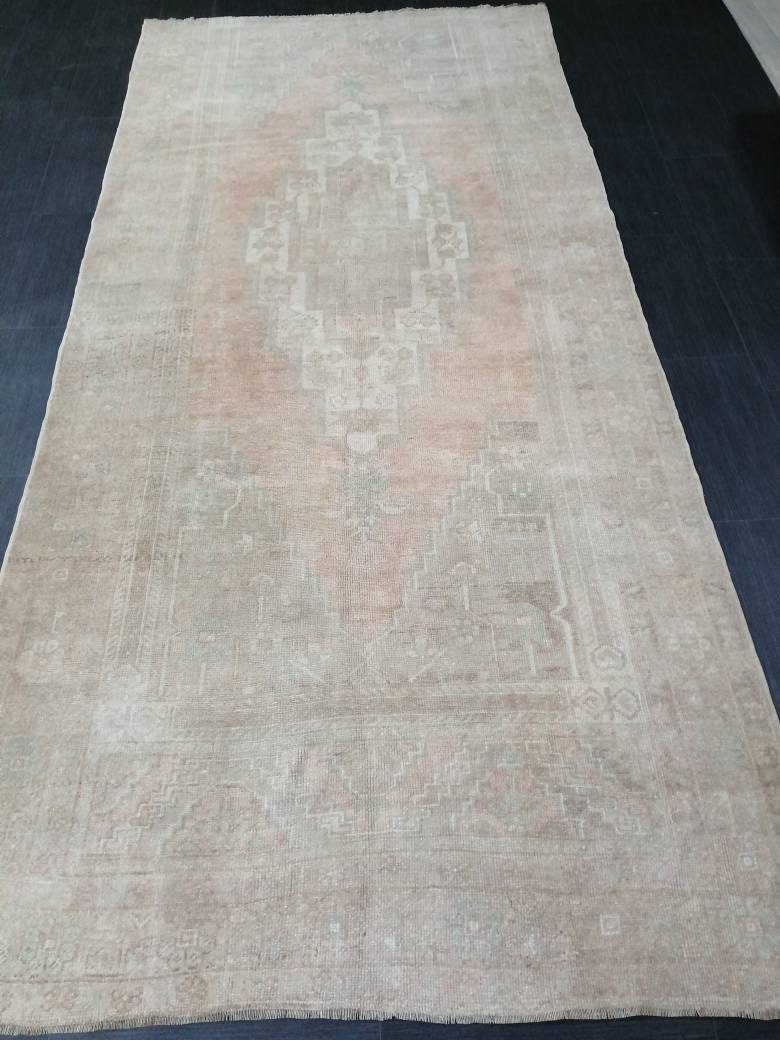 Muted Turkish Rug 5 x 10.7 Muted Oushak Rug, Oushak Rugs, Wool Oushak Rug, Muted Wool Rug, Vintage Rug, Hand Made Rug 5x11 ft