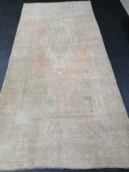 Muted Turkish Rug 5 x 10.7 Muted Oushak Rug, Oushak Rugs, Wool Oushak Rug, Muted Wool Rug, Vintage Rug, Hand Made Rug 5x11 ft