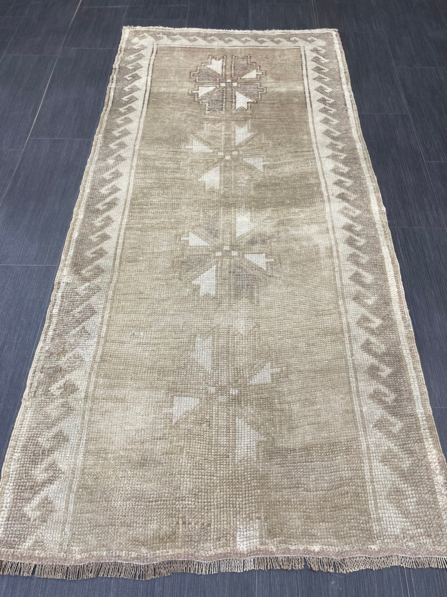 Vintage Runner Rug Muted Turkish Runner Rug 2.7 x 6 Handmade Runner Neutral Hallway Runner Kitchen Runner Rug Wool Antique Runner Rug