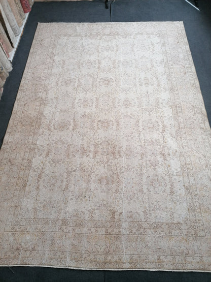 7.5 x 11 Oushak turkish rug large vintage rug, vintage oushak rug, unique handmade rug traditional rug