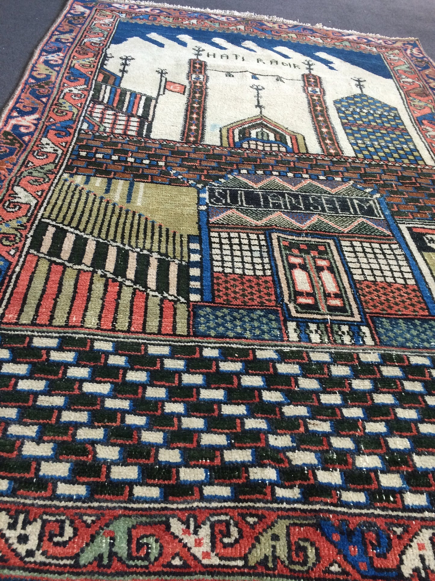 Konya Mevlana Tapestry Rug OUSHAK RUG TURKISH Rug Vintage Oushak Runner Rug Vintage Runner Rug Wool Oushak Rug Hand Made Rugs Sufi Rug