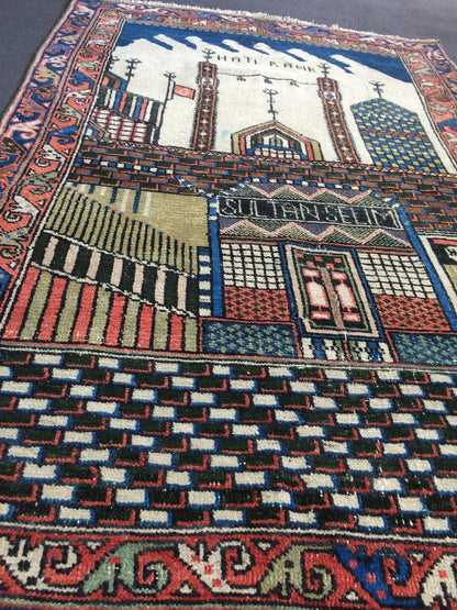 Konya Mevlana Tapestry Rug OUSHAK RUG TURKISH Rug Vintage Oushak Runner Rug Vintage Runner Rug Wool Oushak Rug Hand Made Rugs Sufi Rug