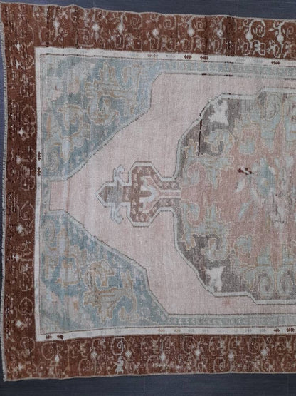 Wool Oushak Rug Vintage 4 x 6.4 Rug Muted Vintage Runner Rug Wool Oriental Rug Hand Made Rugs Vintage Turkish Rug Muted Persian Wool Rug